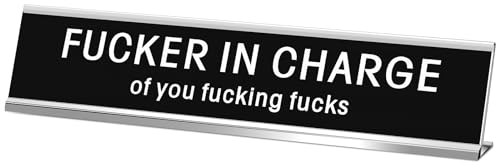 Menkxi Funny Desk Sign, Novelty Nameplate, Black, 10 x 2 Inch, Minimalist, Office Desk Decor, Conversation Starter