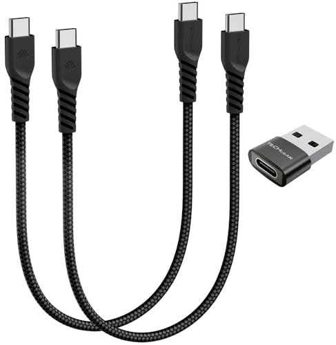 USB C to USB C Charger Cable 60W (30CM+30CM+Adapter) STRONG Braided Type C to C Cable Fast Charging Data Lead Compatible with iPhone 15, iPad Pro 2022, MacBook Pro, Samsung S24/S23/A54/A14, Pixel 8