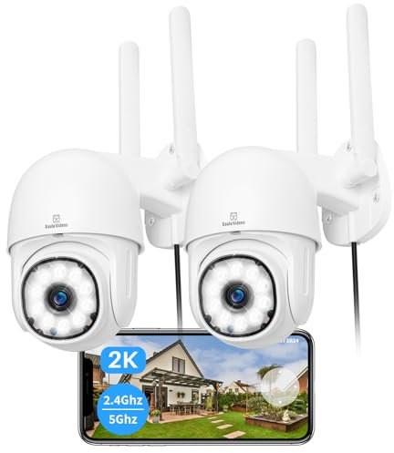 2K PTZ CCTV Security Cameras Outdoor, 2.4G/5G WiFi 4MP Surveillance Cameras, Ai Human Detection, Auto-tracking, Two-way Audio, IP66 Waterproof, Color Night Vision, Multiuser Sharing(4MP 2pcs)