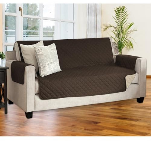 Cleanlevel EST 2016 Wende Sofaschoner gesteppt Sofaüberwurf Sofaauflage Sofa Auflage Schoner Überwurf Schonbezug Schutzbezug Sofabezug Hunde Katzen (Braun/Beige)