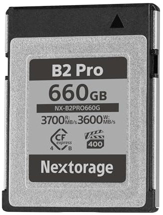 Nextorage Japan CF-express 4.0 Type B card NX-B2PRO 660GB VPG 400 Urtla fast Read 3700MB/s Write 3600MB/s and relaible.