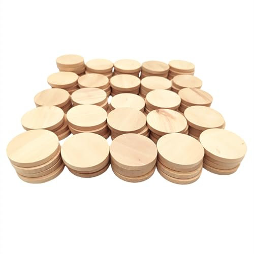 Lot de 100 rondelles de bois naturel vierges rondes vierges pour loisirs créatifs (4 cm)