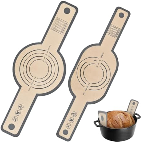 Kocusu Silikon Backmatte für Dutch Oven Backmatte,Silicone Baking Mat,Silikonmatte Backen mit Langen Griffen,Backunterlage,Wiederverwendbare Bread Mat zum Leichteren Übertragen für Teig,Oval & Kreis