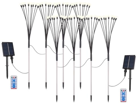 8 décorations lucioles lumineuses solaires télécommandées pour jardin [Lunartec]