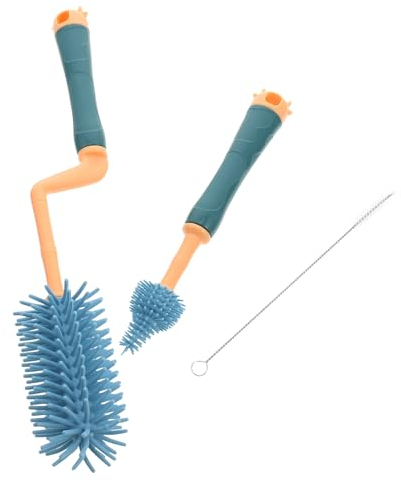 minkissy Rotating Cleaning Bottle Brush Set Silicone Brush for Newborn Bottles Cleaner Practical Straw