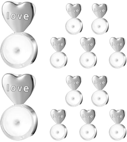 12 Stück Ohrring Verschlüsse für Schwere Ohrringe Ohrringheber Ohrringlifter Damen Ohrring Heber Ohrläppchen Herz Ohrringaufzüge Weiche herzförmig Ohrmuschelheber Earring Lifters