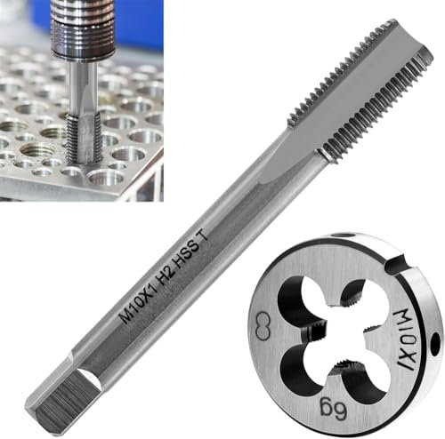 M10 X 1 Metrisch Gewindeschneider, HSS Gewindebohrer Schneideisen M10 Feingewinde Außengewindeschneider Gerade Geriffelt Gewindeschneider