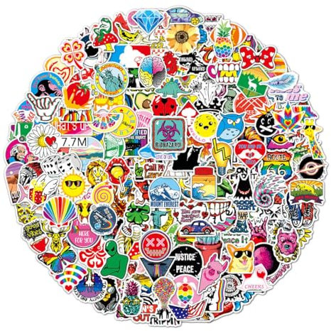 Ptyism 200 Stück Graffiti Sticker - Cool, Wasserfeste Aufkleber, Vinyl Set Für Laptop, Sammelalbum, Gitarre, Tasse, Wasserflasche, Mobiltelefon