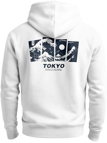 Neverless® Hoodie Backprint Herren Japan Tokyo Große Welle Kanagawa Japanische Kunst Männer Kapuzenpulli Fashion Streetstyle