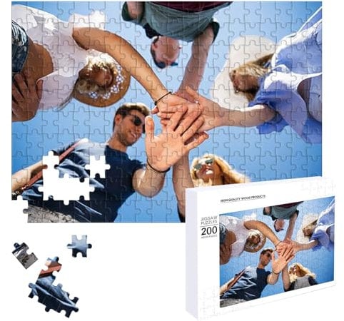 Personalised Jigsaw Puzzle Custom Puzzle, Create Puzzle with Your Photo in 200, 520, 1314 Pieces For Adult and Kids Family, Wedding, Graduation, Gift (Horizontal board, 200 PCS)
