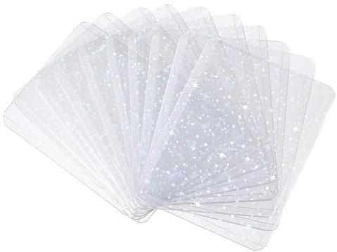 sourcing map 10Pcs Photocard Holder, Holographic Clear Card Sleeves, Photo Protector Shield Cover for Trading Cards Decoration, Top Opening Stars