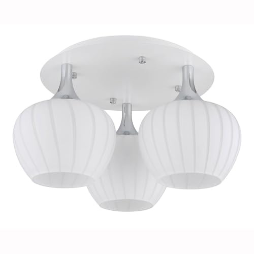 Ceiling Light Living Room Light E27 3-Bulb Glass White Chrome-Plated