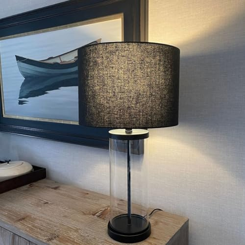 Pagazzi Adelia Small Glass Base Black Bedside Table Lamp