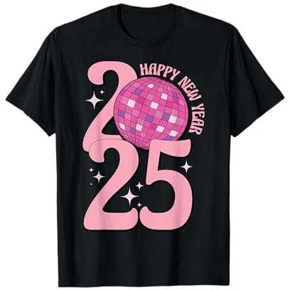 Happy New Year 2025 NYE Party Supplies Boule disco Happy 2025 T-Shirt