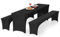 Alishomtll 3er-Set Elastisch Biertischhussen, Stretch Bierzeltgarnitur für 50cm Tischbreite, Bierbankhussen Bankgarnitur für Biertisch und Bierbank Bankett Gartenmöbel-Bezüge, 220x50cm Schwarz