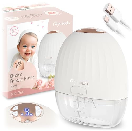 Nukido Milchpumpe Elektrisch 3 Modi Tragbar LED Anzeige BPA Frei Silikon Weiß