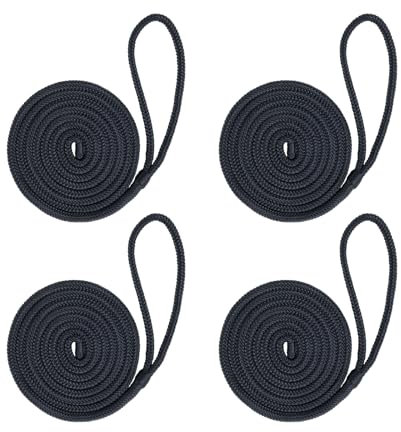 Mesle Fenderleine mit Auge 4er Set, Seil für Fender Boot, Festmacherleine, Seil am Bootsfender befestigen an Boot, Schiff, Yacht