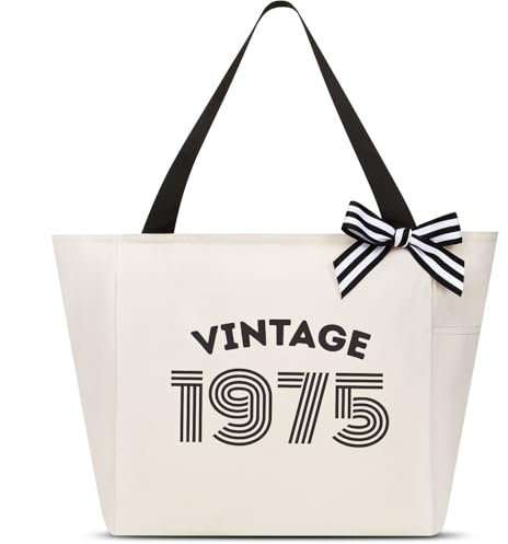 Vavabox Geschenk zum 50. Geburtstag Frau Premium 50. Geburtstag Shopper Damen, Vintage 1975 Handtasche für Oma, Mutter & Freundin