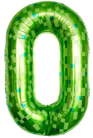 Tourima Riesige Grüne Pixel Miner Thema Folienballon 0, Mining Große Zahlen Luftballon 0, 100 CM 40 Zoll XXL Luftballon 0, Luftballon Zahlen 0, Zahlenluftballons 0, Folienballon Buchstaben 0