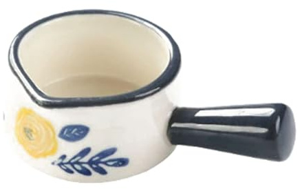 Mini Milk Cup with Handle 50ml Ceramic Coffee Tea Pouring Cup, Microwave Dishwasher Safe, Glaze Design Small Milk Pot Sauce Dish(Navy Blue)