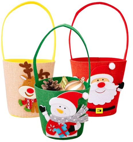 Weihnachtslecktaschen - 3 Pack Feiertagskeksbeutel | Dekorative Weihnachts -Goodie -Taschen für Kinder, Schokolade, Snacks, Kekse, Süßigkeiten, Winterfestival -Party, Feiertagsveranstaltungen, Schokol