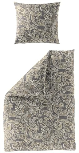 Bierbaum Bettwäsche 4065, Mako-Satin, 100% Baumwolle, Designed in Germany, kitt 81, 135x200 + 80x80 cm, mit Reißverschluss, 1 Bettbezug und 1 Kissenbezug