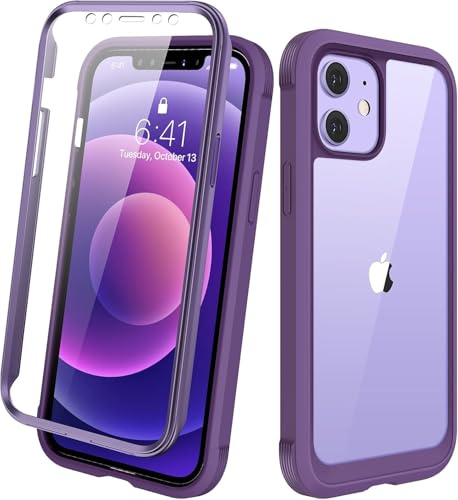 Diaclara für iPhone 12/12 Pro Hülle 360 Grad Militärschutz, Violett | Vollschutz Schutzhülle Stoßfest mit Integrierter Displayschutzfolie Handyhülle für iPhone 12/12 Pro 6,1