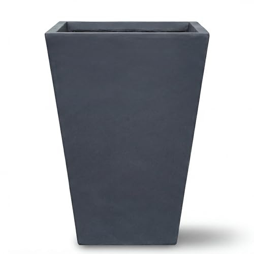 Provencelia AERIS Pflanzgefäß Beton 40x40 x H 62 cm Dunkelgrau — Pflanzkübel groß frostbeständig handgefertigt recycelter Faserbeton Pflanzkübel Garten Terrasse Balkon