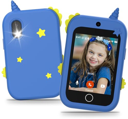 pmstuy Telephone Enfant, 4G Téléphone Enfant avec GPS, Appels Vidéo, Chat Vocal, SOS, Double Caméra, Podomètre, Mode Classe, Réveil, Telephone Portable Enfant Smartphone Cadeau d'anniversaire