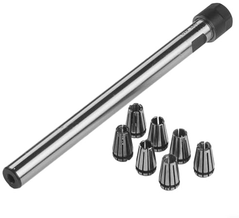 Qualoramall C10 ER8A 100L Zylinderschaft Spannzangenhalter mit 7-teiligem ER8-Federzangen-Set 2 mm bis 5 mm für CNC-Fräsen, Bohren, Bohren und Gewindeschneiden, Stahl, silber-schwarz