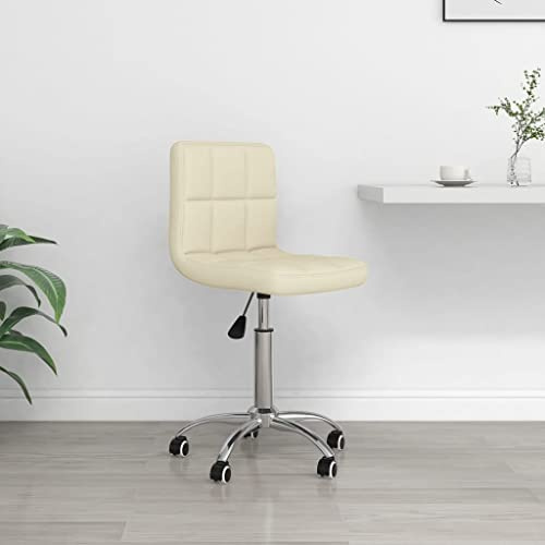 TUERYAFEK Verstellbarer Stoffdrehstuhl in Creme, bequemer Bürostuhl mit Dicker Polsterung, 360 Grad drehbare Rollen und Gasdruckfeder für Höhenverstellung, ideal für Heimbüro und Wohnzimmer