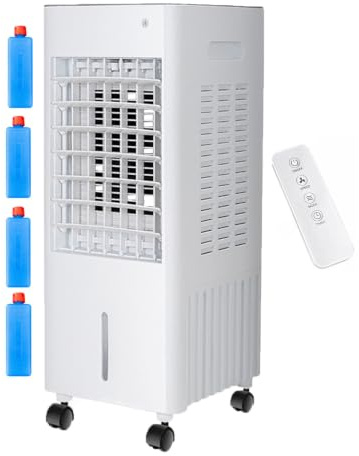 4 in 1 Tragbare Klimaanlage Verdunstungskühler/verdunstungskühler mit 12L Wassertank, 3 Geschwindigkeits-Fernbedienung, 90°-120° Oszillation, 7.5H Timer für Innenraum, Schlafzimmer (White 12L)