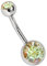 Titan Bauchnabel Piercing 1,6 x 12 mm mit Zirkonias rund in 8 mm + 5 mm Stein Kugel in multiklar