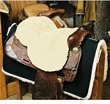 Engel Reitsport | Lammfell Sattelsitzbezug Sattelauflage SABEZ2-SCH für Western Reitsattel ohne Hornausschnitt Horndurchlass schwarz