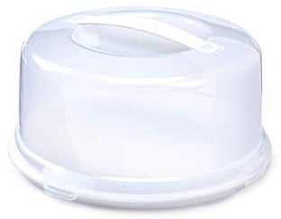 Whitefurze Round Cake Box, Plastic, White