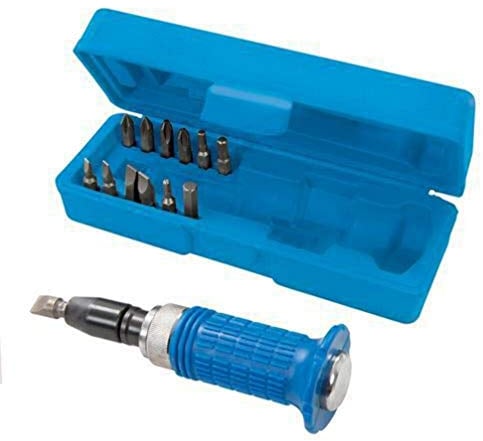 Silverline 375291-14 pezzi impugnatura morbida cacciavite impatto manico, A taglio 5, 6, 8, 10 e 12 mm; esagonale 4, 5, 6 e 8 mm, Blu
