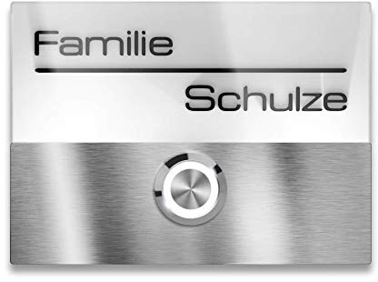 Metzler Edelstahl Türklingel in Weiß - inkl. 3D-Gravur/Beschriftung - Klingel zur Unterputz-Montage - Größe: 11 x 8 cm