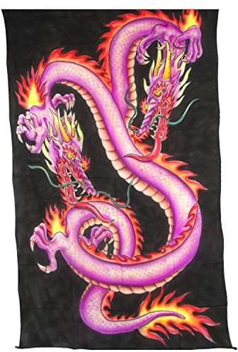 Schwarzlicht Wandbehang Drache mit zwei Köpfen 1, 20 x 1, 90 m Neon-Wand-Tuch Wanddeko Blacklight Partytuch Partydeko Psychedelic Uv-Tuch