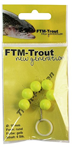 FTM Trout Unisex – Erwachsene 10C8070362C10 Pilotkugeln Forellen Bissanzeiger rund Trout Piloten Schwimmer Forellenposen (gelb, 10 mm), Bunt, Normal