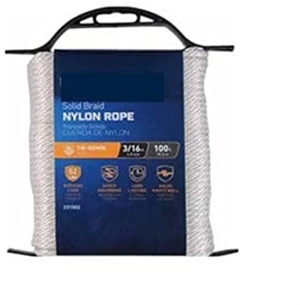 tru-guard 642181 Solid cuerda de nylon trenzado, 3/16 x 100 ', color blanco