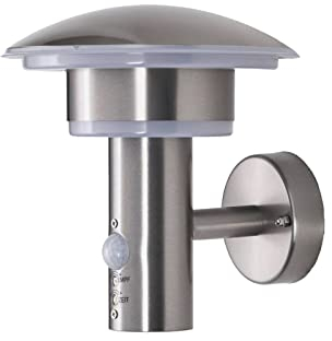 Lindby LED Wandlampe/Wandleuchte außen mit Bewegungsmelder, Edelstahl Kunststoff spritzwassergeschützt IP44 8,1W Außenleuchte