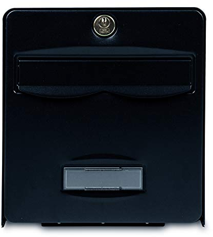 BURG-WÄCHTER Boîte aux Lettres, 1 Porte, 504 NO Mini BALthazar, Noir, en Acier Galvanisé, Avec Porte à Ouverture Totale et Stop-Courrier (Porte bloquée à 120°)