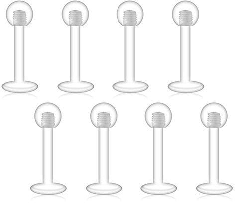 JFORYOU Bioflex Klar Lippenpiercing Labret Stecker Lippenring Tragus Helix Ohrring Piercing Ohrring 1.2mm 8mm