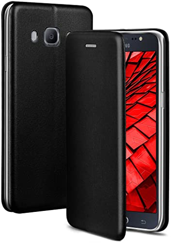 ONEFLOW Business Case für Samsung Galaxy J5 (2016) Handyhülle klappbar mit Standfunktion, Klapphülle Flipcase Cover Dünn, PU Leder Hülle mit Kartenfach, 360 Grad Schutzhülle, Schwarz