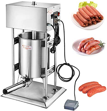 NEWTRY Commercial Electric Sausage Maker Vertical Sausage Stuffer Sausage Filling Machine with 4 Stainless Steel Sausage Tubes 10L-20L 220V (15L)