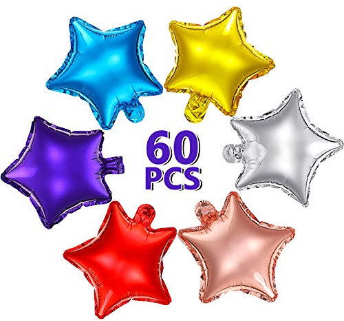 60 Stücke Sternförmige Luftballon 10 Zoll Bunte Stern Ballon Stern Mylar Folien Ballon Aluminium Folien Luftballon für Baby Shower Geschlecht Enthüllen Hochzeit Abschlussball Verlobung