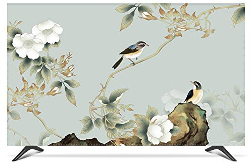 NANKAN 32-75 Zoll TV Hülle Fernseher Bildschirmschutz Abdeckung innen TV-Abdeckung für LCD-LED-Flach-/Kurvenbildschirm, mit TV-Fernbedienung Abdeckung (Color : Bird, Size : 47in)