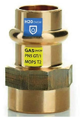 Frabo Gas - Wasser Kombifitting Pressfitting V Kontur Übergangsstück Rp Gewinde 3/4x22mm