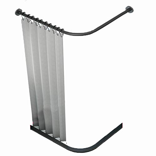 Bastone Telescopico per Tende Doccia Angolare a Pressione, Asta Tenda Doccia Curvo Regolabile per Vasca Binari con Soglia per Doccia Pieghevole e Tenda Doccia X: 80*Y: 80cm