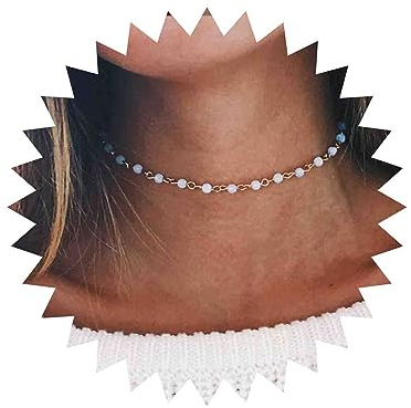 TseenYi Collier ras du cou arc-en-ciel en cristal court avec chaîne dorée - Collier bohème simple pour femmes et filles (doré)